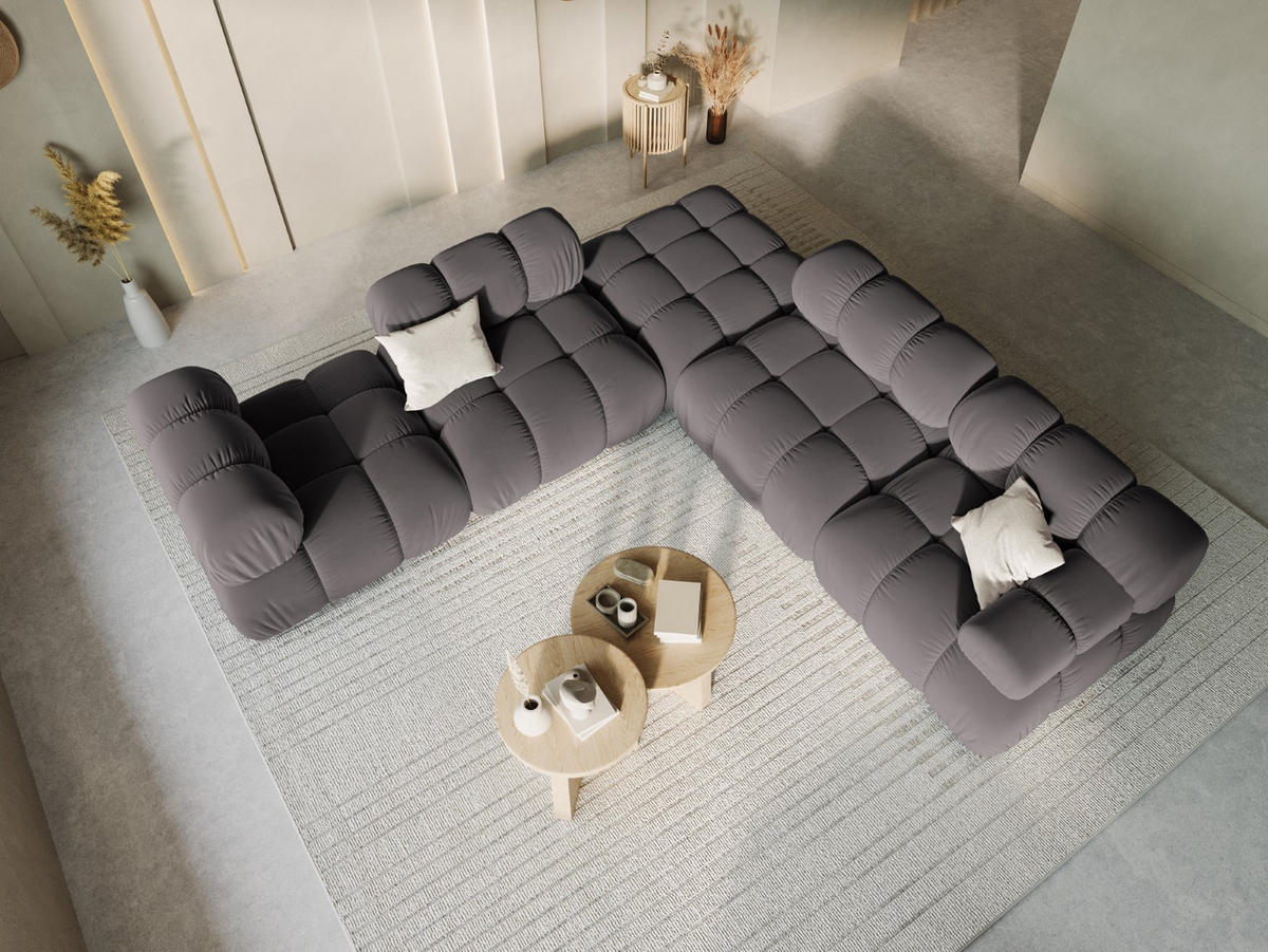 POUF Bellis aus Samt dunkelgrau - Dunkelgrau, Textil (94/39/94cm) - Micadoni