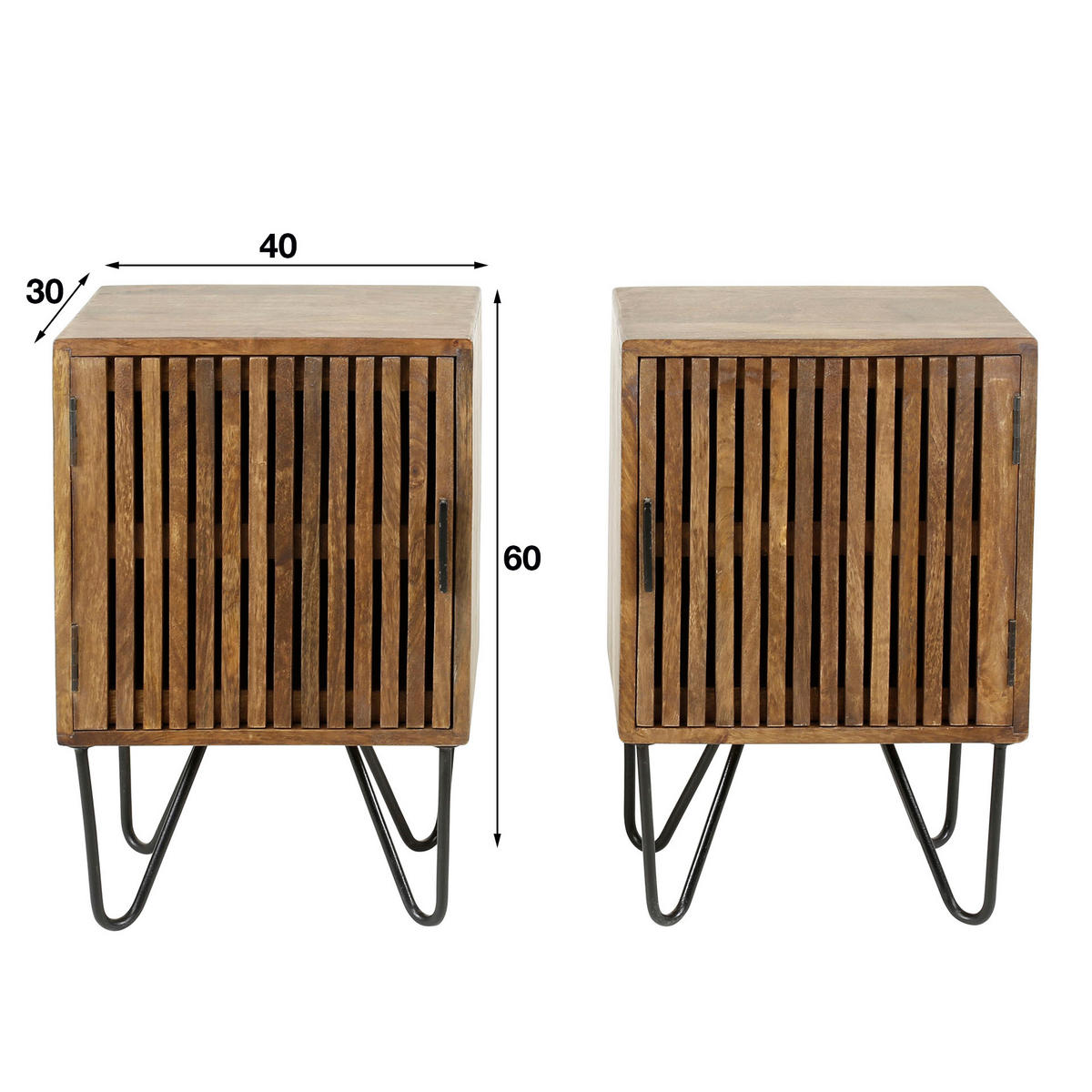 NACHTTISCH Tweak Braun 40/30/60 cm 2er-Set - Braun, Holz (30/60/40cm) - Hoyz Collection