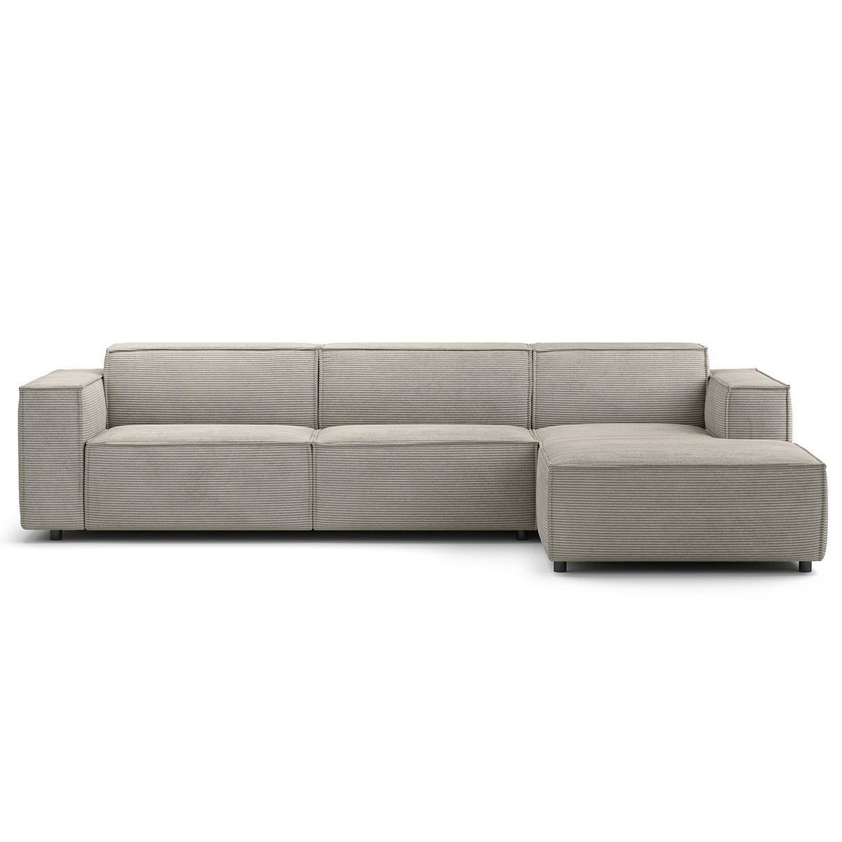 ECKSOFA mit Longchair - Graubraun/Schwarz, Kunststoff/Textil (294/177cm) - home24