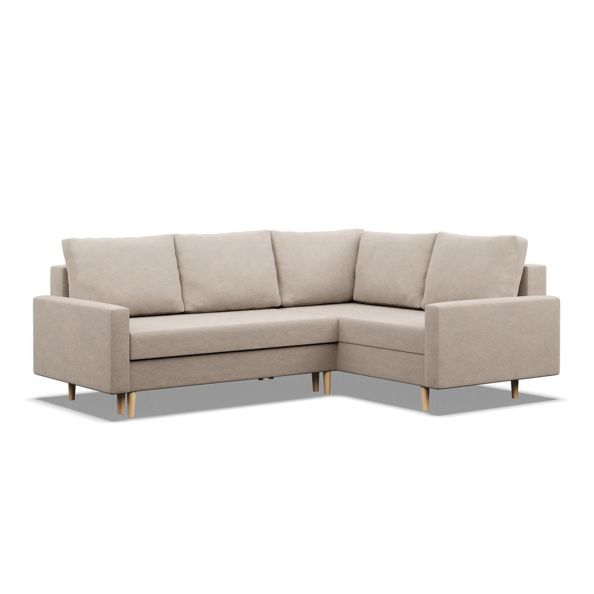 ECKSOFA LINKS MIT SCHLAFFUNKTION BLANK, Beige - Beige, Textil (223/175cm) - Mebligo