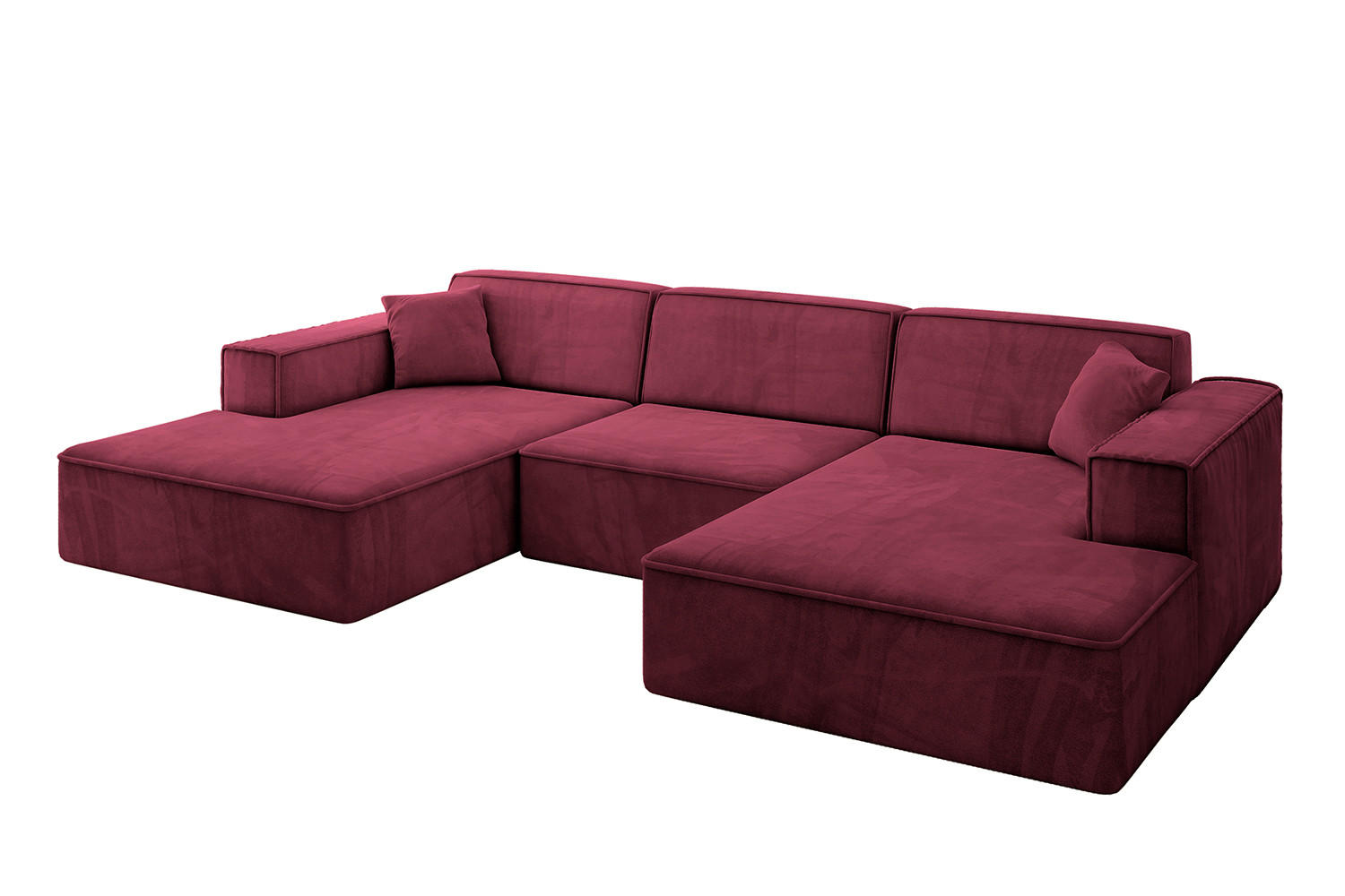 WOHNLANDSCHAFT IREA-U1-v4 - 297x165x72,5 cm Bordeauxrot - Bordeaux, Holzwerkstoff/Textil (297/72/165cm) - ALTDECOR