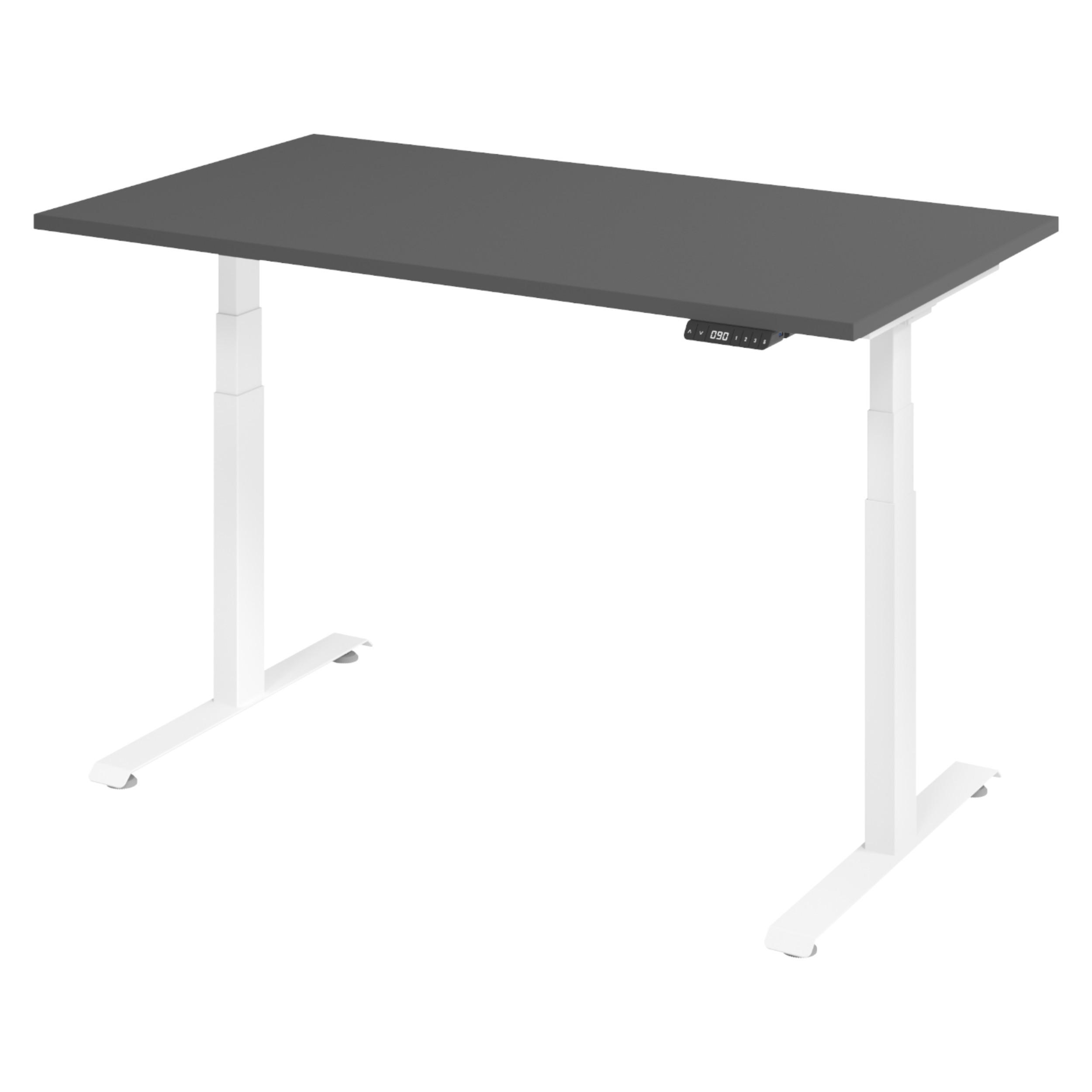 SCHREIBTISCH elektrisch 80/140/74 cm in Graphitfarben/Weiß - Graphitfarben/Weiß, Holzwerkstoff (80/140/74cm) - bümö