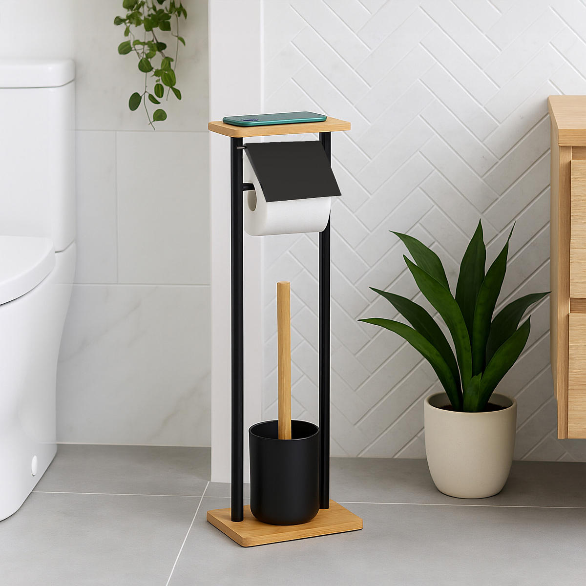 WC-GARNITUR - Multicolor, Holz/Kunststoff (20/73.5/20cm) - Relaxdays