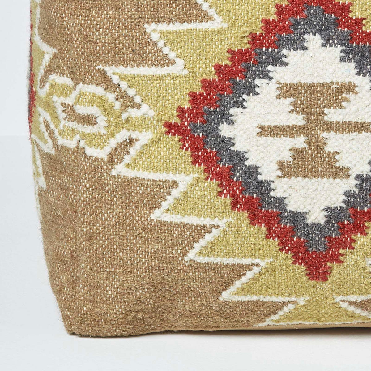 KELIM-POUF Jaipur mit Ethno-Muster, 43/43/43 cm - Multicolor, Textil (43/43/43cm) - Homescapes