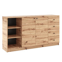 KOMMODE NATURIO 160/87/40cm mit 4 Schubladen 3 Türen Eiche Artisan - Eiche Artisan, Holzwerkstoff (160/87/40cm) - MASSENO