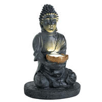 LED AUSSENLEUCHTE Buddha Kunststoff Grau - Grau, Kunststoff (18/18/28cm)