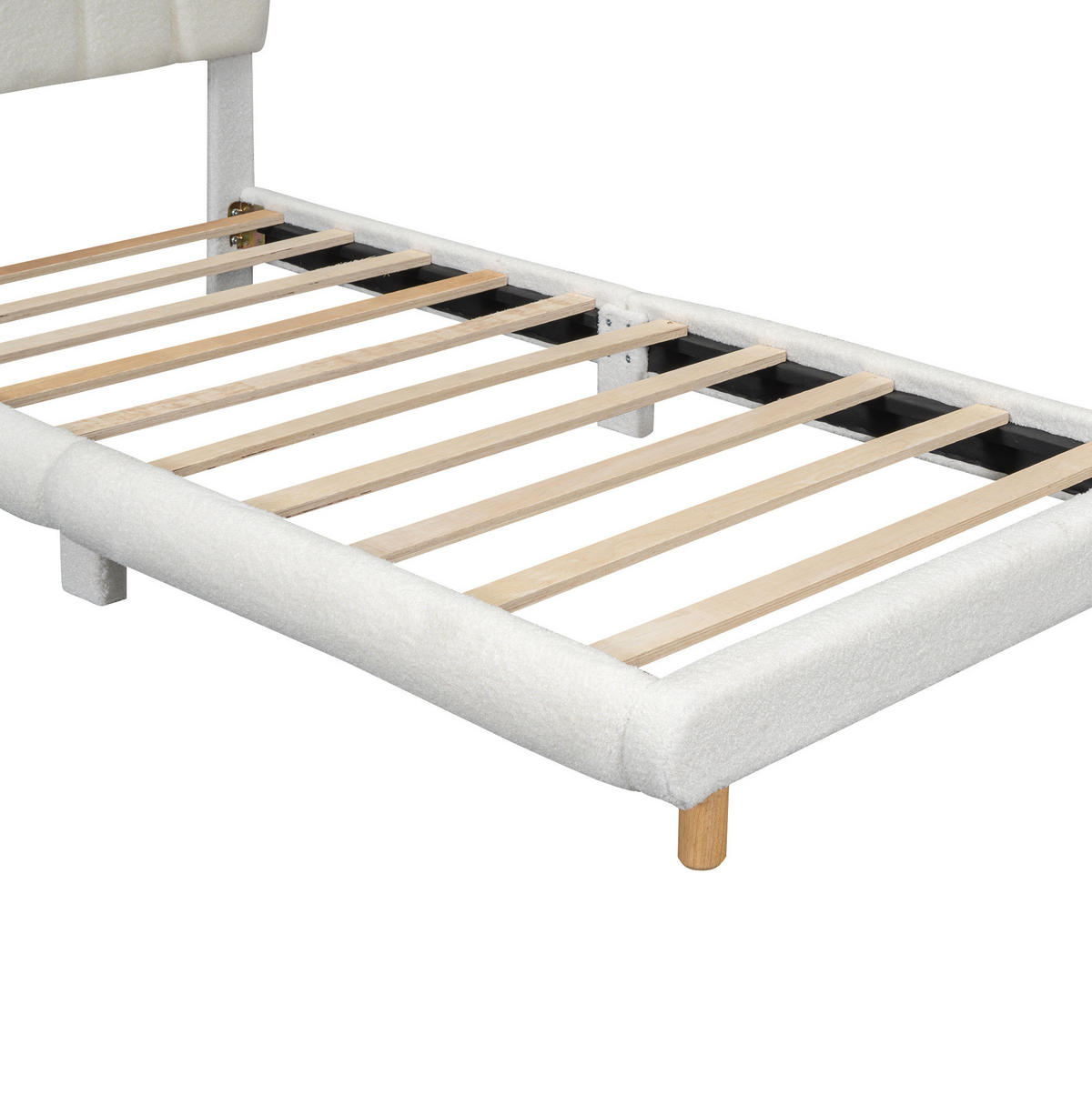 DETSKÁ posteľ 90/200 cm z plyšu, biela, s roztomilým čelom v tvare kvetu - biela, textil (90/200cm) - BEAOK