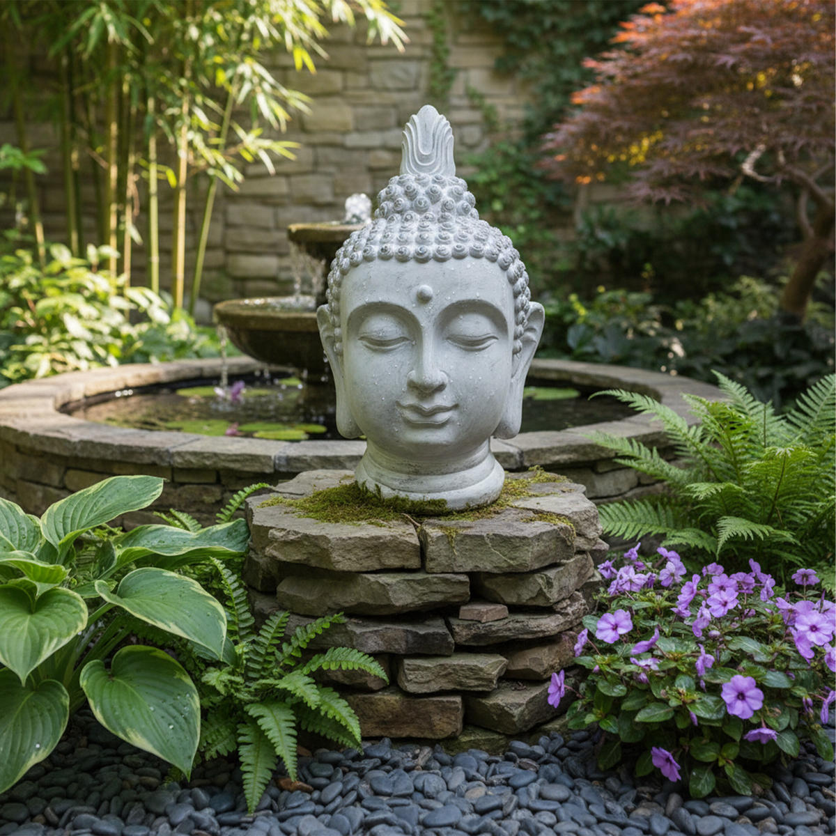 BUDDHA-KOPF - Beige, Kunststoff (45/78/39cm) - Relaxdays