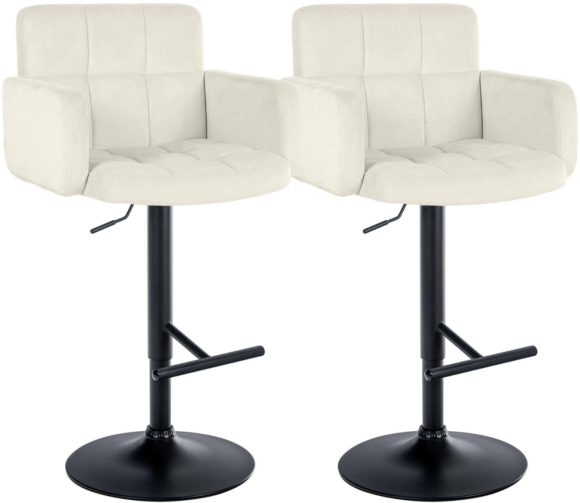 BARHOCKER 2 Samt Creme - Creme/Schwarz, Textil/Metall (60/93/56cm) - CLP