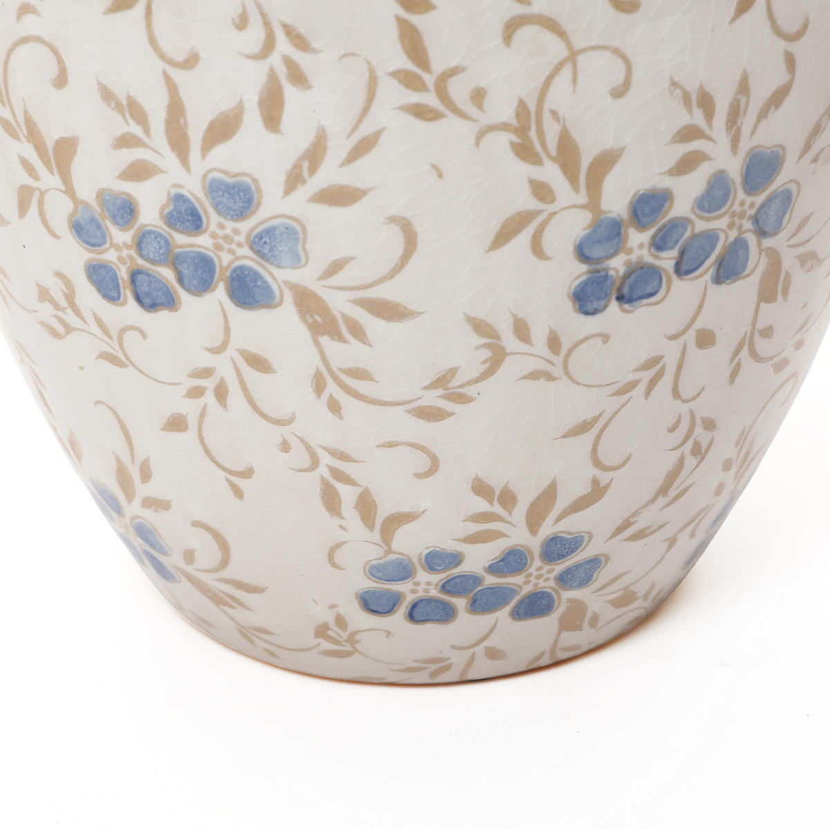 KERAMIKVASE 23,5 cm mit Craquelé-Glasur und Blumenmuster Vintage - Weiß, Keramik (23.5cm) - Hometopia