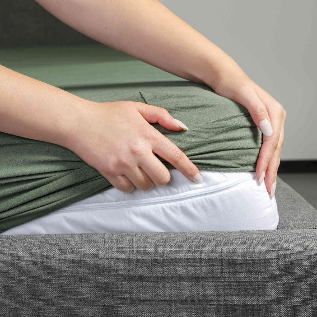 SPANNBETTLAKEN BASIC - Salbeigrün, Textil (150/200cm) - Schöner Wohnen