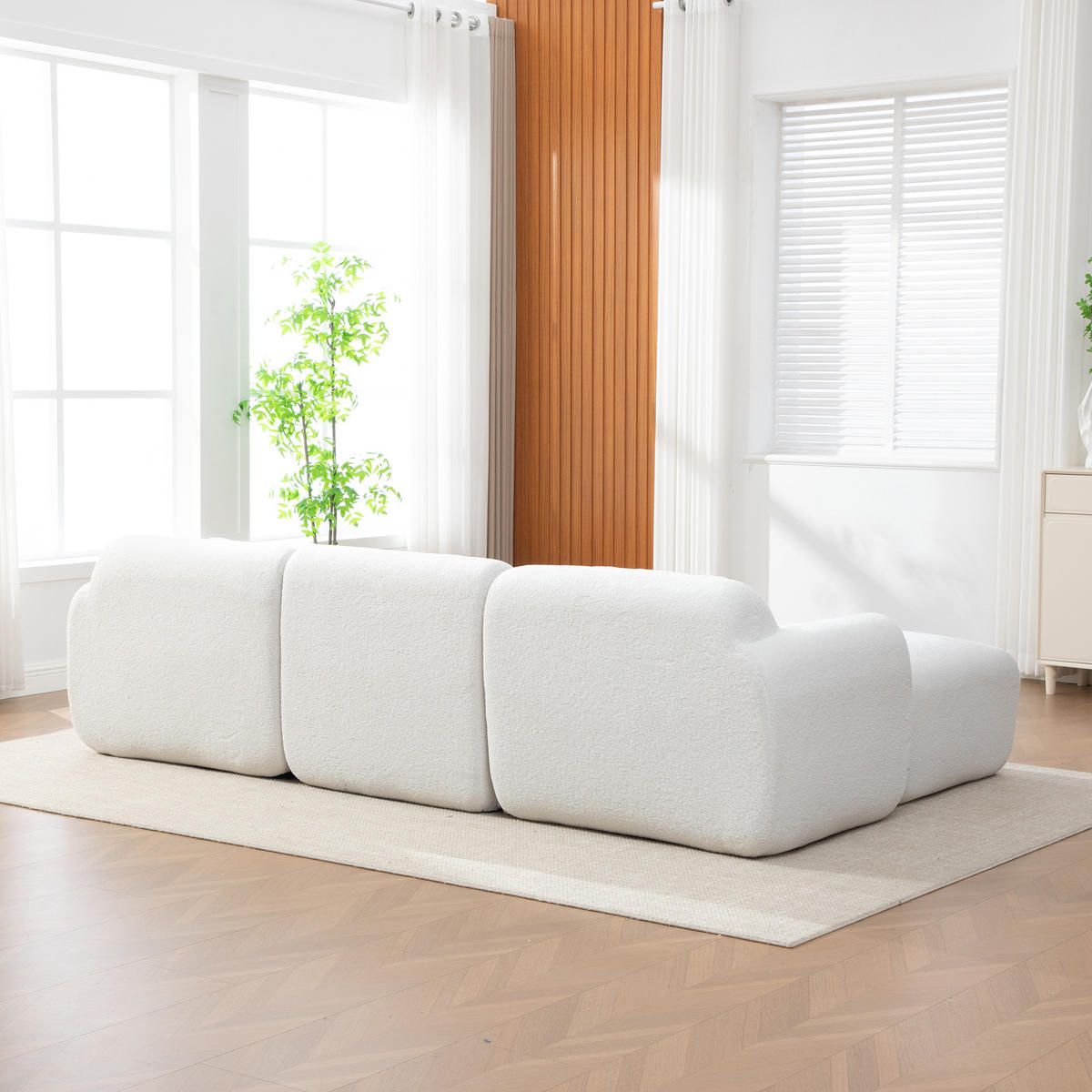 ECKSOFA Chenille Elfenbein ohne Montage - Beige, Textil (271/177cm) - WISHDOR