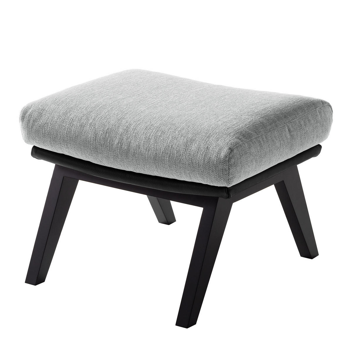 HOCKER mit Holzfüßen - Hellgrau/Schwarz, Birkenholz/Textil (54/41/41cm) - home24