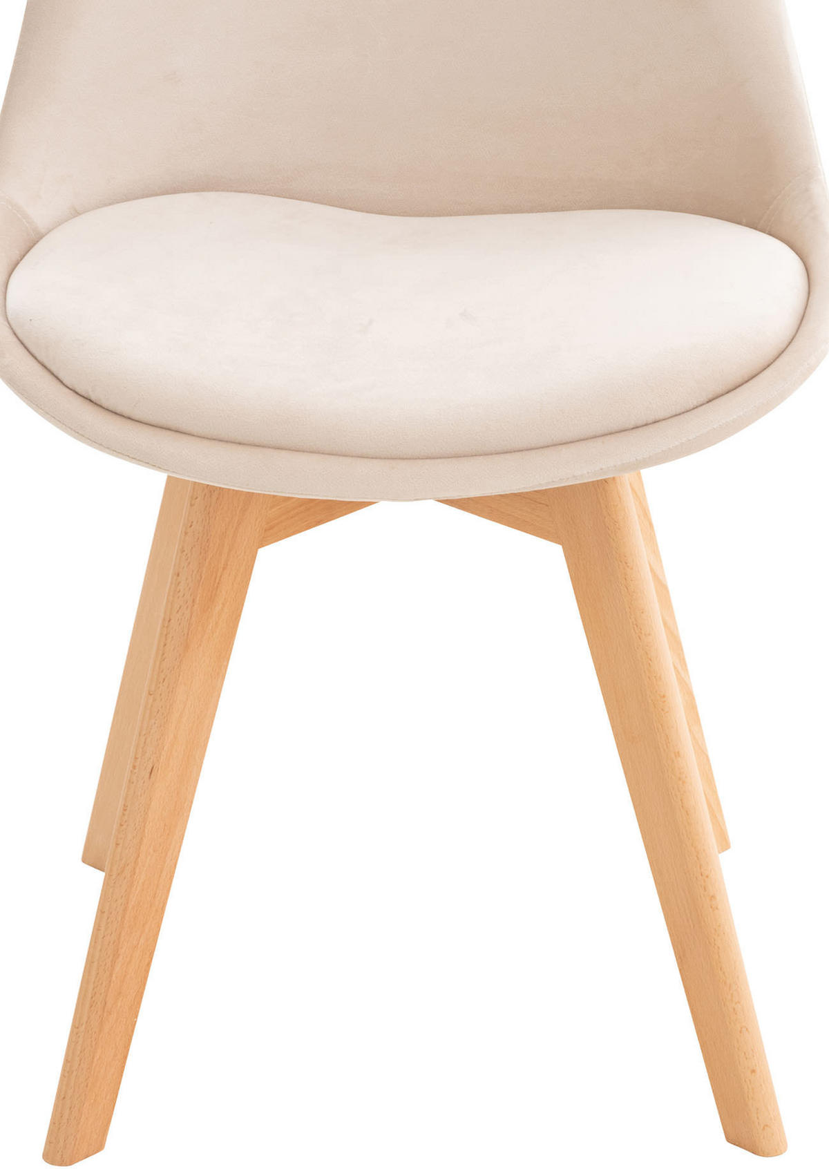 STUHL Samt beige - Eukalyptusholzfarben/Beige, Holz/Textil (49/83/50cm) - CLP