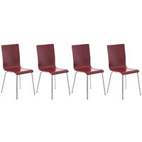 BESUCHERSTUHL 4er Set Holz rot - Rot, Holz/Metall (43/87/47cm) - CLP