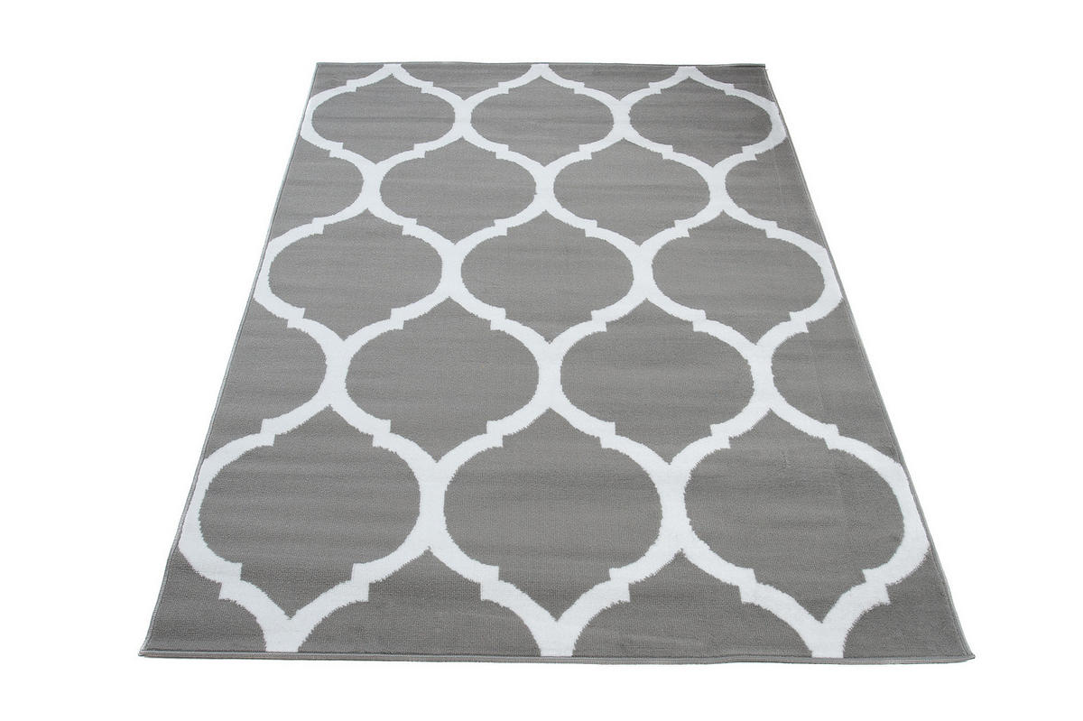 TEPPICH LUXURY Grau Marokkanisch Rauten Gitter 250/300 cm - Hellgrau, Textil (250/300cm) - Tapiso