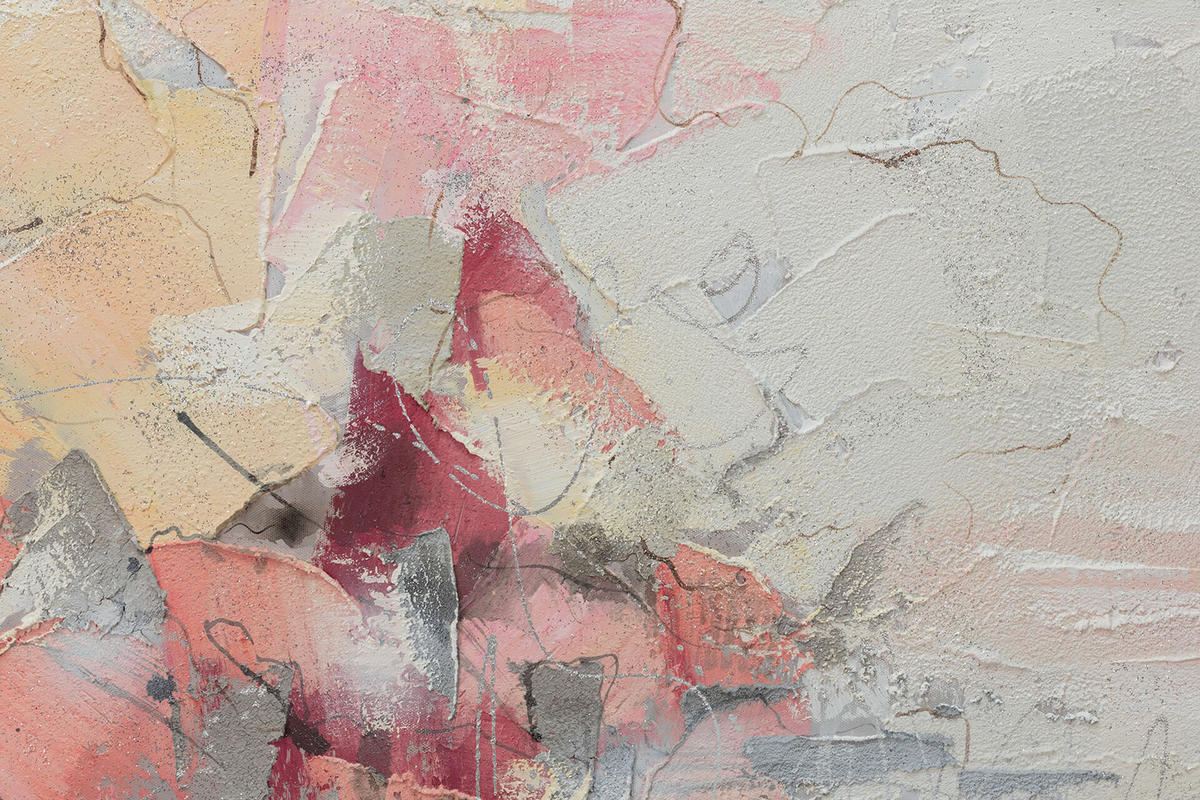 ACRYLBILD HANDGEMALT 104/78 cm - Pink/Weiß, Holz/Textil (104/78cm) - KUNSTLOFT