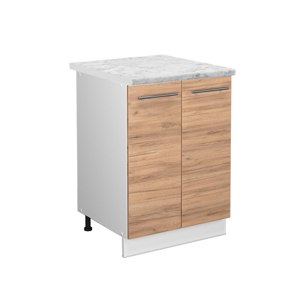 KÜCHENUNTERSCHRANK Fame-Line Goldkraft Eiche 60 cm, AP Marmor - Eiche Wotan/Weiß, Holzwerkstoff (60/82/60cm) - Vicco