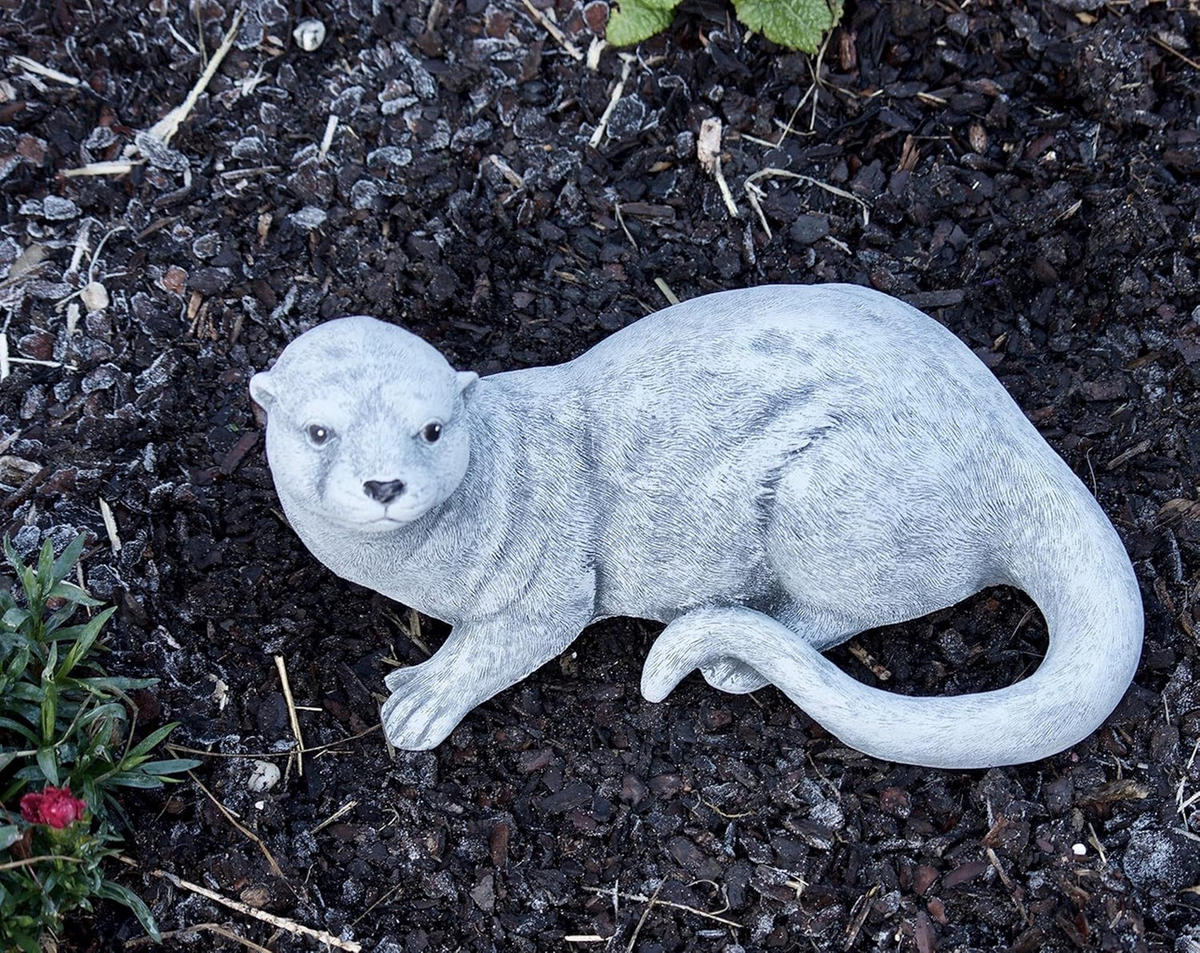 STEINFIGUR Otter, Frostfest massiver Steinguss - Grau, Stein (27/17/17cm) - stoneandstyle