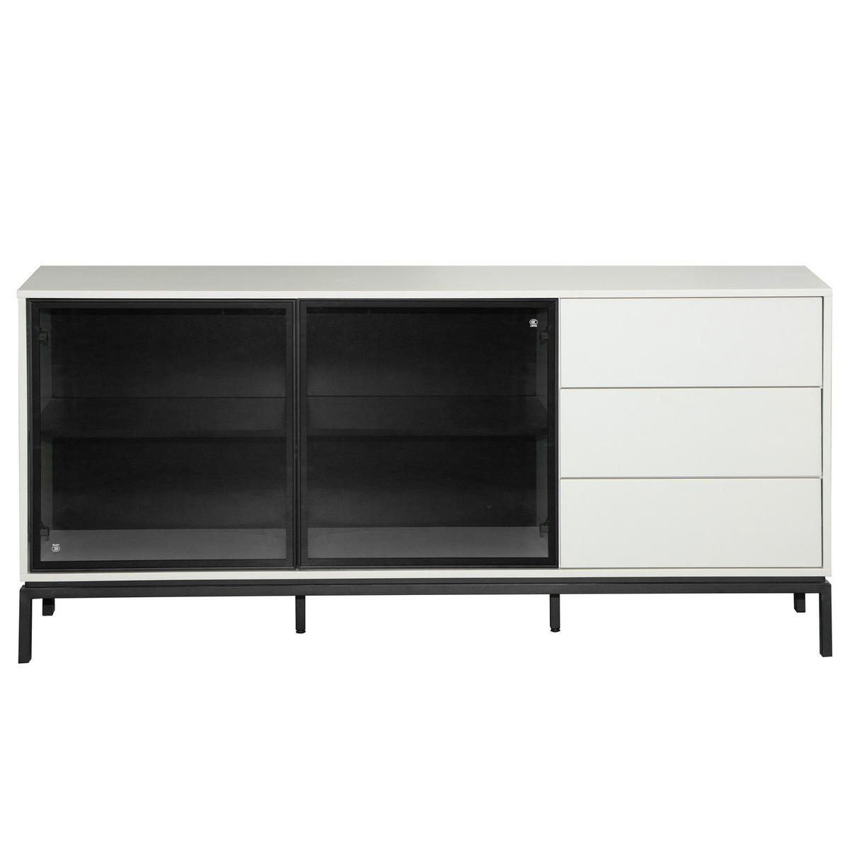 SIDEBOARD - Glas - Schwarz / Kaschmir - Kaschmir/Schwarz, Holzwerkstoff/Metall (160/76/40cm) - home24