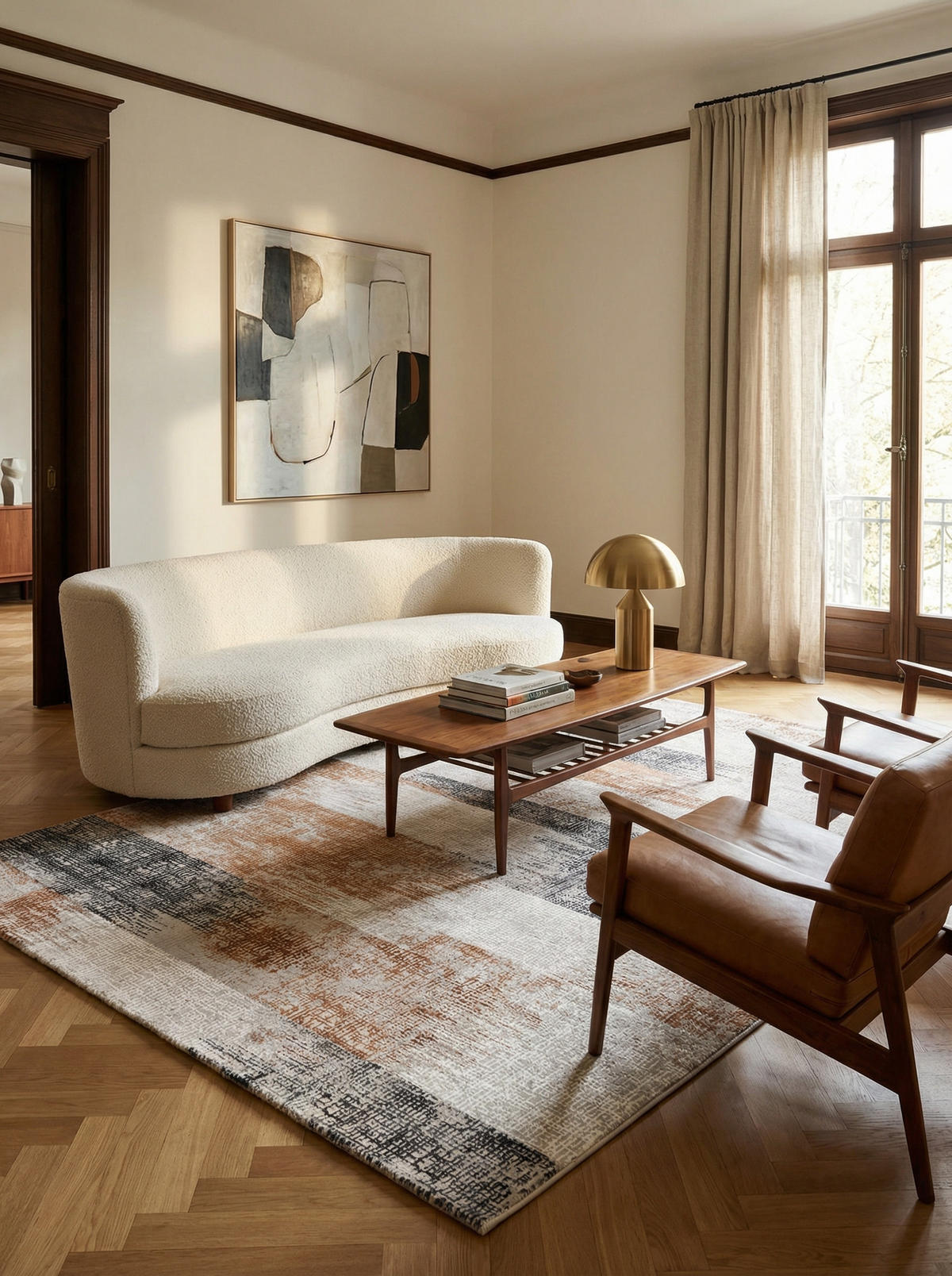 TEPPICH Velours geometrisch abstrakt pflegeleicht rutschfest TIBER-Orte, Terrakotta 120x170 cm - Orange, Textil (120/170cm) - KADIMA DESIGN