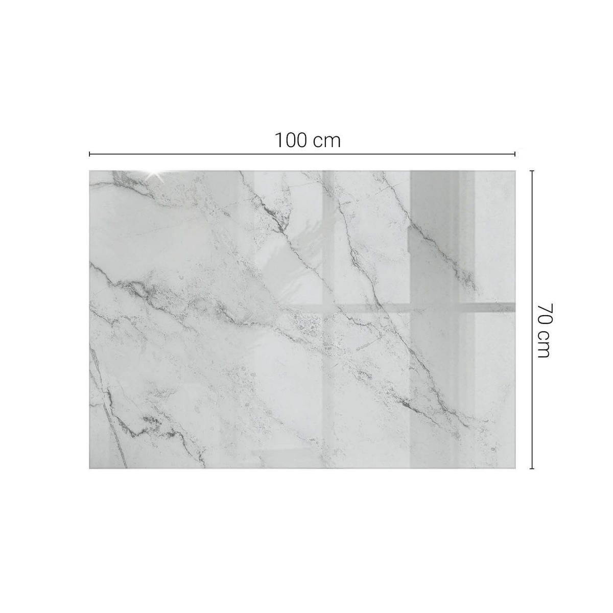 TISCHPLATTE 100x70 cm Marmorierte Oberfläche - Hellgrau/Weiß, Glas (100/70/0.4cm) - TULUP