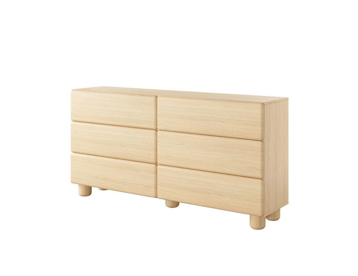 SCHUBLADENKOMMODE CERVI D 160 cm Eiche Vicenza - mit 6 Schubladen und abgerundeten Fronten - Eichefarben, Holz/Holzwerkstoff (160/80/38cm) - Ravio