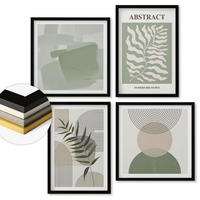 WANDBILDER 4er-Set - 50x50 cm & 40x60 cm Schwarzer Rahmen - Botanische Boho-Abstraktionen - Schwarz, Kunststoff (50/50cm) - ArtPrintCave