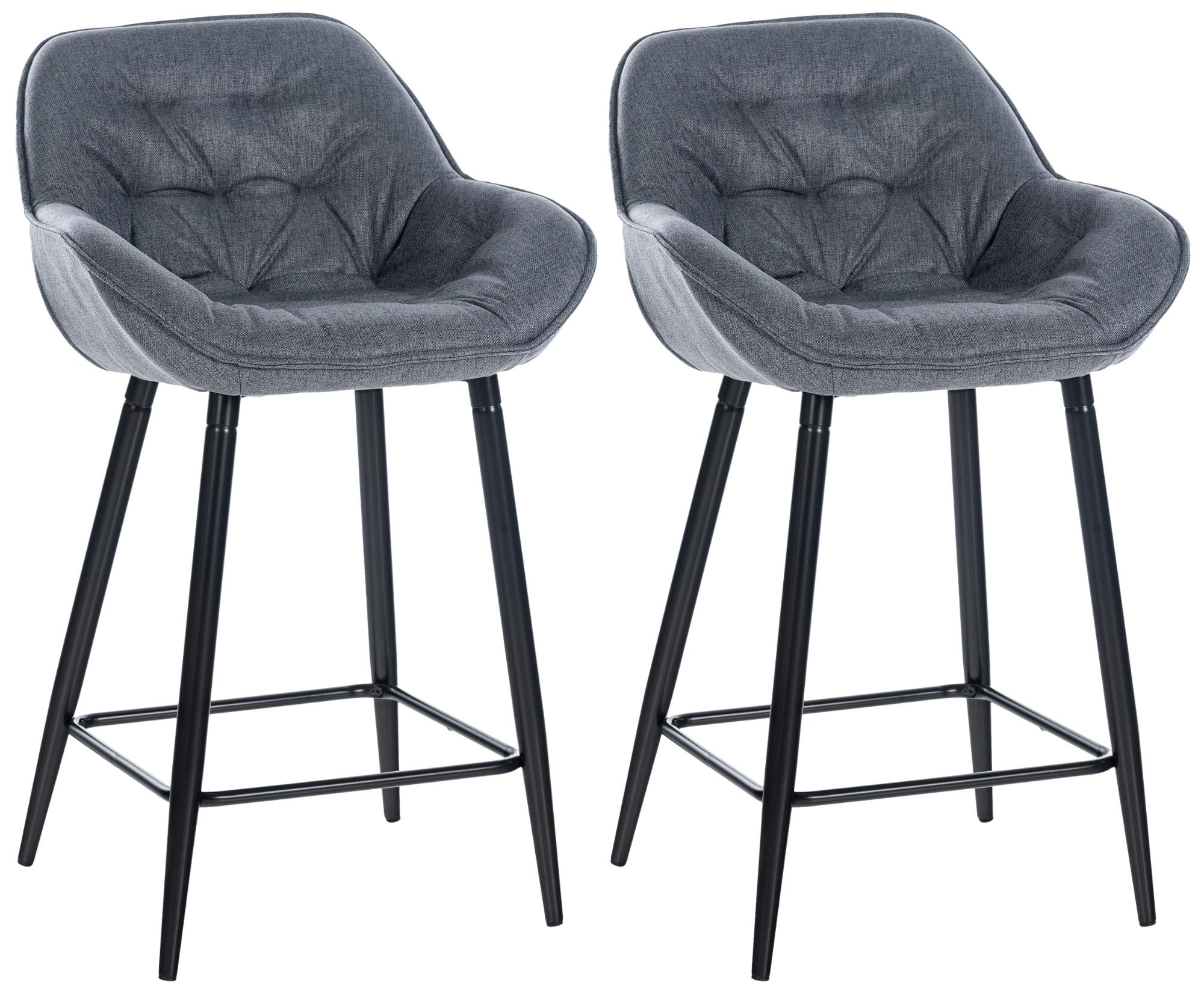 BARHOCKER 2er Set Stoff grau - Schwarz/Grau, Textil/Metall (54/93.5/57.5cm) - CLP