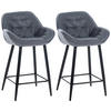 BARHOCKER 2er Set Stoff grau - Schwarz/Grau, Textil/Metall (54/93.5/57.5cm) - CLP