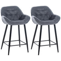 BARHOCKER 2er Set Stoff grau - Schwarz/Grau, Textil/Metall (54/93.5/57.5cm) - CLP