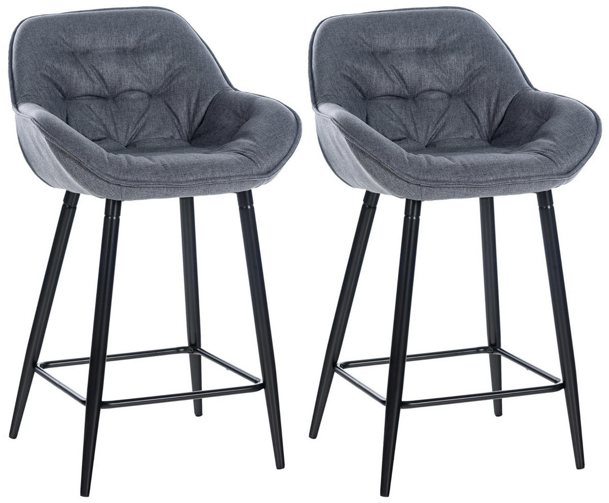 BARHOCKER 2er Set Stoff grau - Schwarz/Grau, Textil/Metall (54/93.5/57.5cm) - CLP