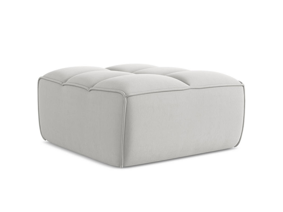 POUF Samt Stoff Grau - Silberfarben/Schwarz, Kunststoff/Textil (80/43/93cm) - Makamii
