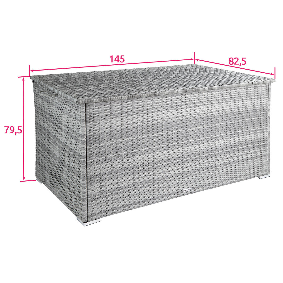 AUFLAGENBOX Oslo,145 x 82,5 x 79,5 cm,hellgrau - Hellgrau, Kunststoff (82.5/79.5/145cm) - tectake