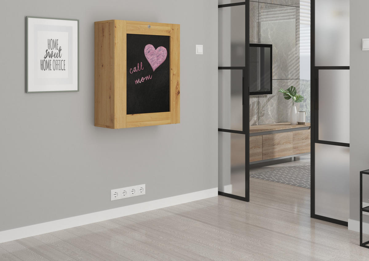 SCHREIBTISCH Artisan Eiche, Schwarz 60/144/90 - Schwarz, Holzwerkstoff (90/60/144cm) - RAUMHIRSCH FURNITURE