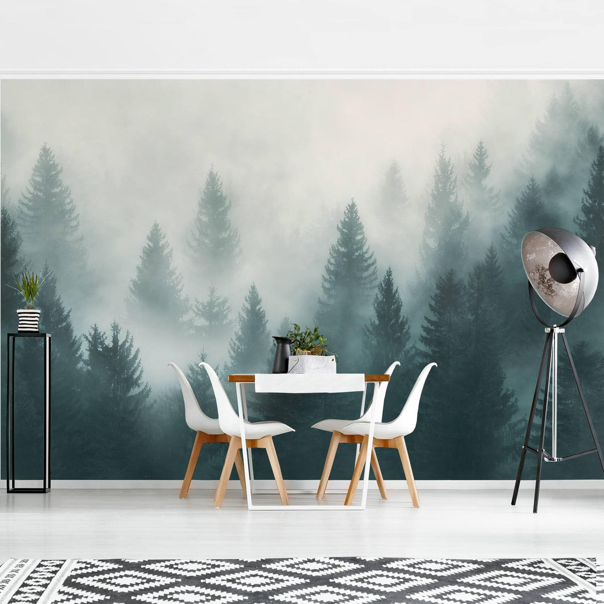 FOTOTAPETE Nadelwald im Nebel 288/190 cm - Eichefarben, Papier (288/190cm) - Bilderwelten