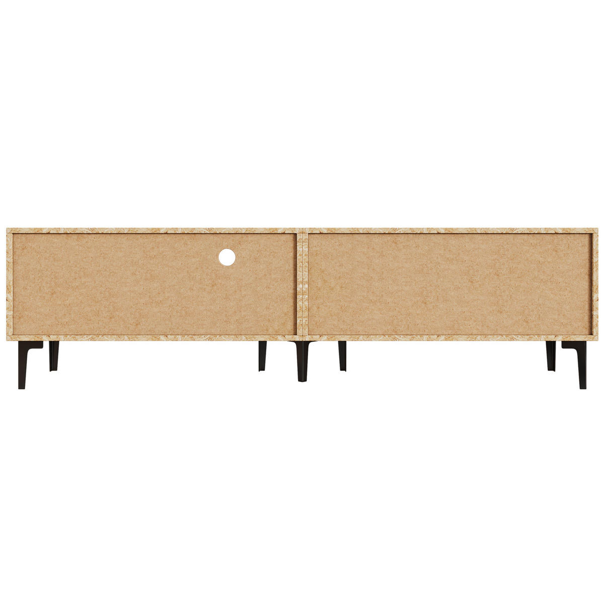 TV-LOWBOARD 180/35/49 cm mit 3 Türen und offenen Fächern - Schwarz, Holzwerkstoff (180/49/35cm) - BEAOK