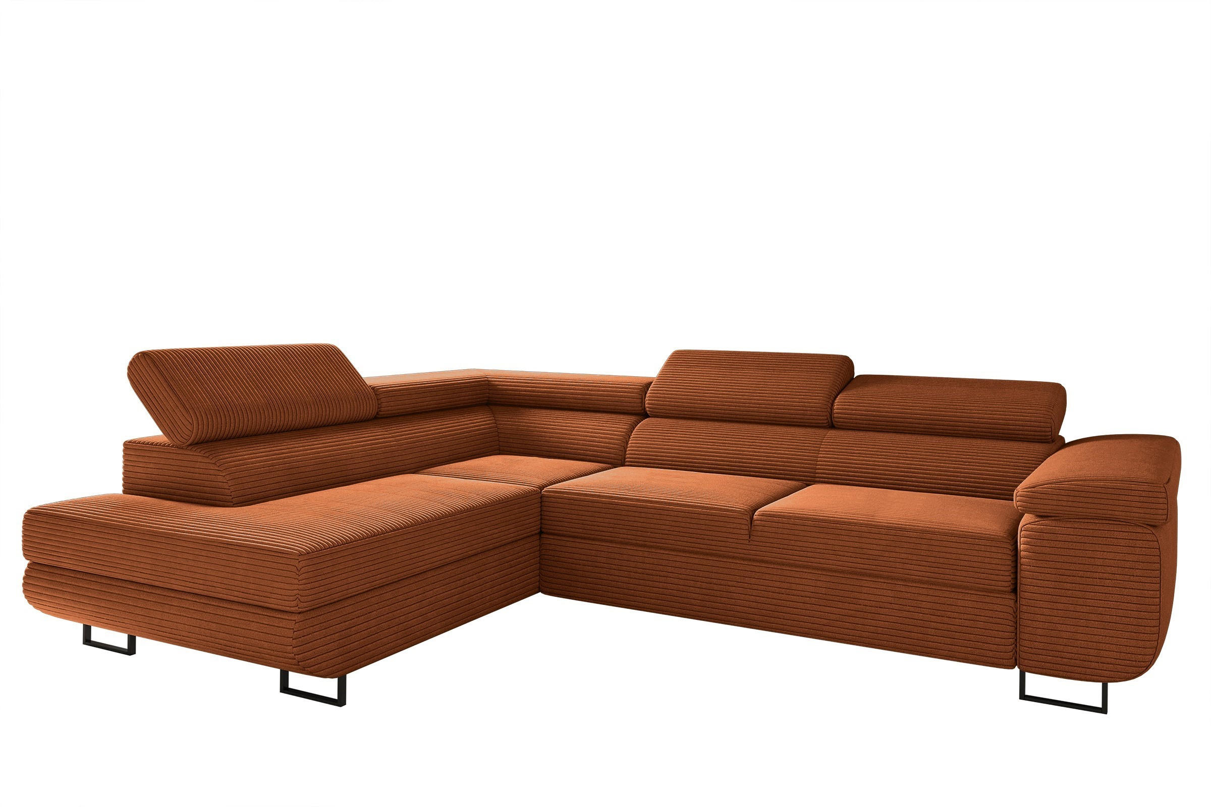 ECKSOFA ATOMIC Mit Schlaffunktion, Stoff Poso, Kupfer, Links - Rostfarben, Holz (203/277cm) - Kaiser Möbel