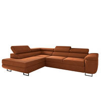 ECKSOFA ATOMIC Mit Schlaffunktion, Stoff Poso, Kupfer, Links - Rostfarben, Holz (203/277cm) - Kaiser Möbel