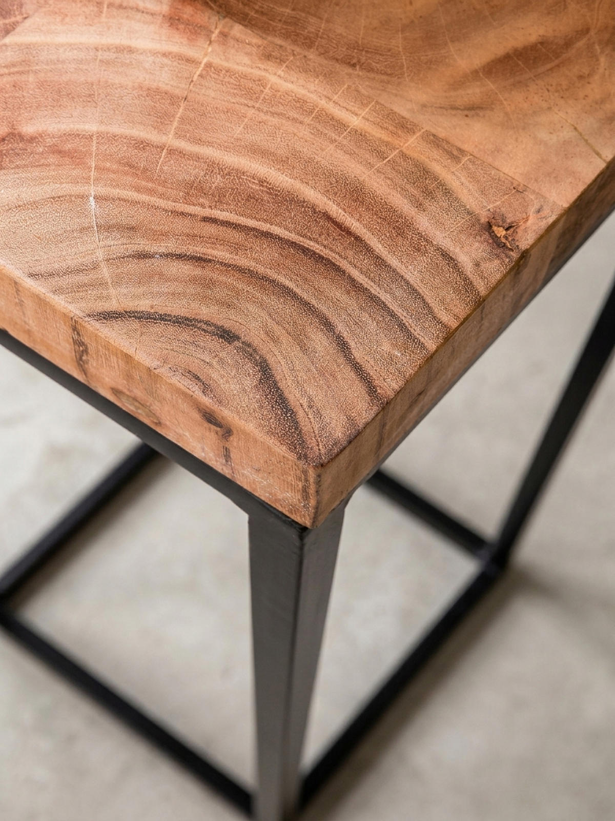 BEISTELLTISCH – Akazienholz Metall Natur 30x97x30 cm Industrial - Beige/Schwarz, Holz/Metall (30/30/97cm) - KADIMA DESIGN