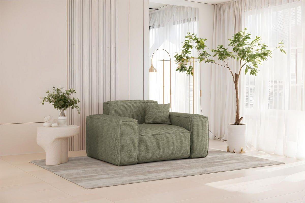 SOFASET Celes Premium 3-2-1 In Artico - Grün, Holzwerkstoff/Textil (218/73/90cm) - Fun Möbel