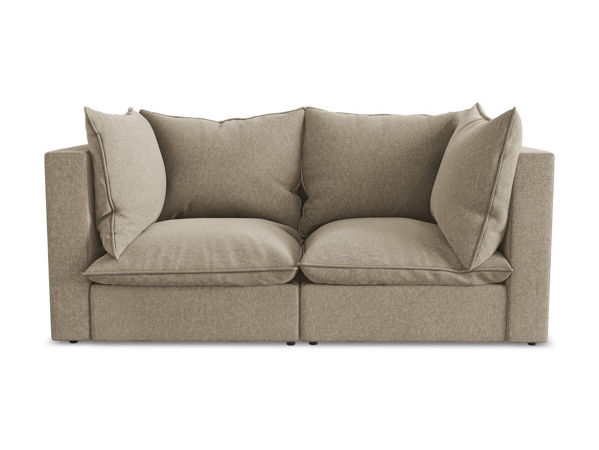 2-SITZER SOFA Samt Stoff Beige - Beige/Schwarz, Holzwerkstoff/Kunststoff (180/77/90cm) - Makamii
