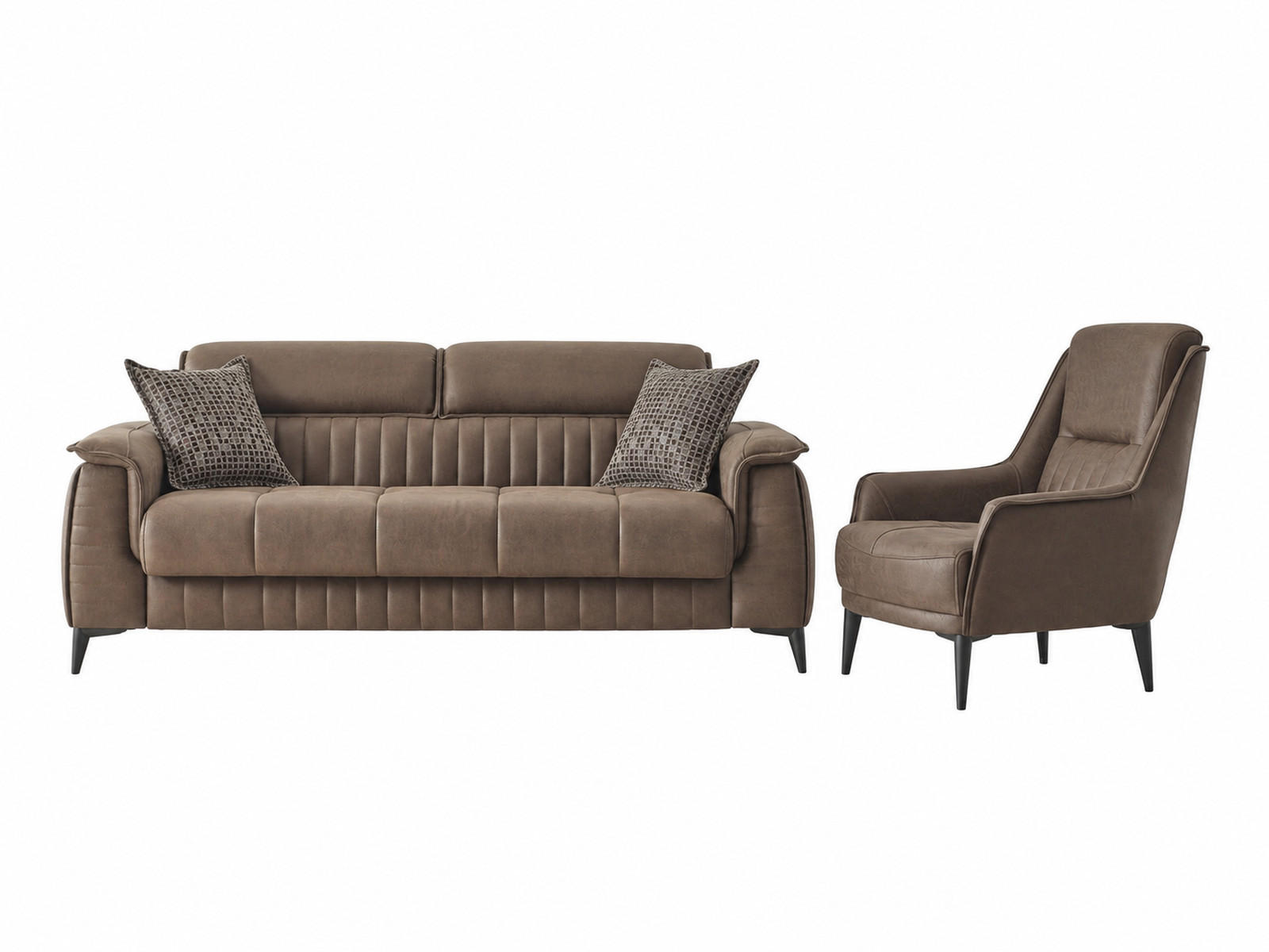SITZGARNITUR Regina, Braun Stellvariante 2+1 - Braun, Holzwerkstoff/Kunststoff (178/85/95cm)