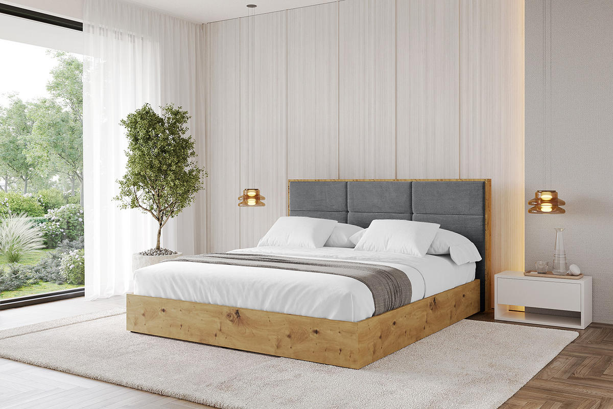 POLSTERBETT mit Bettkasten und Lattenrost, Bett mit Matratze H3/H4 - ENZO1 180x200 Dunkelgrau - Anthrazit, Holzwerkstoff/Textil (180/200cm) - ALTDECOR