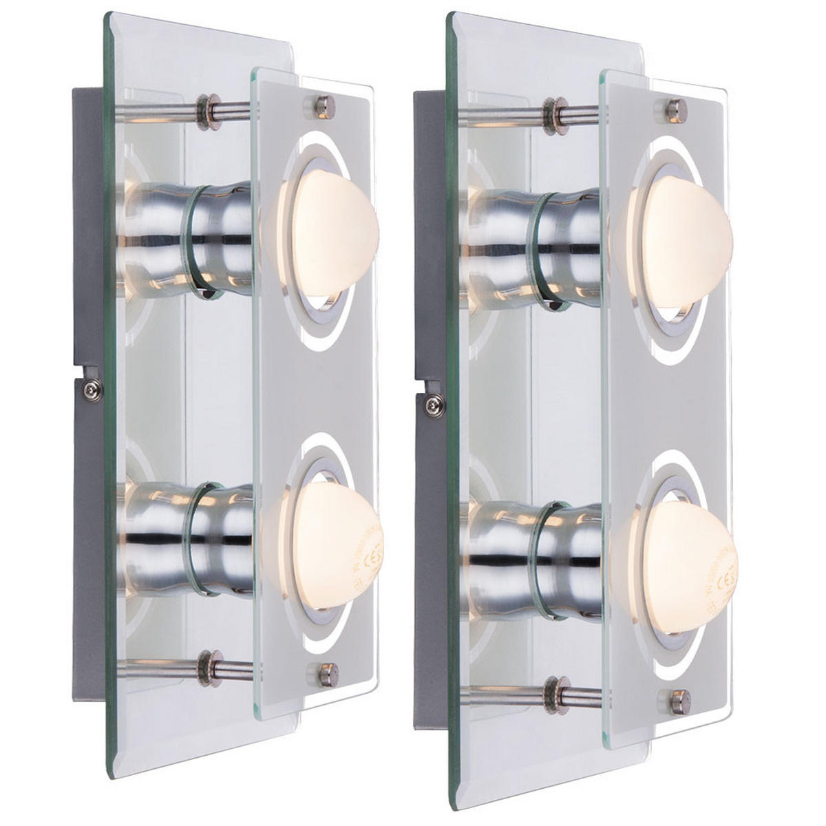 LED WANDLEUCHTE Metall Chrom Silber - Silberfarben, Glas (16/9/27cm)