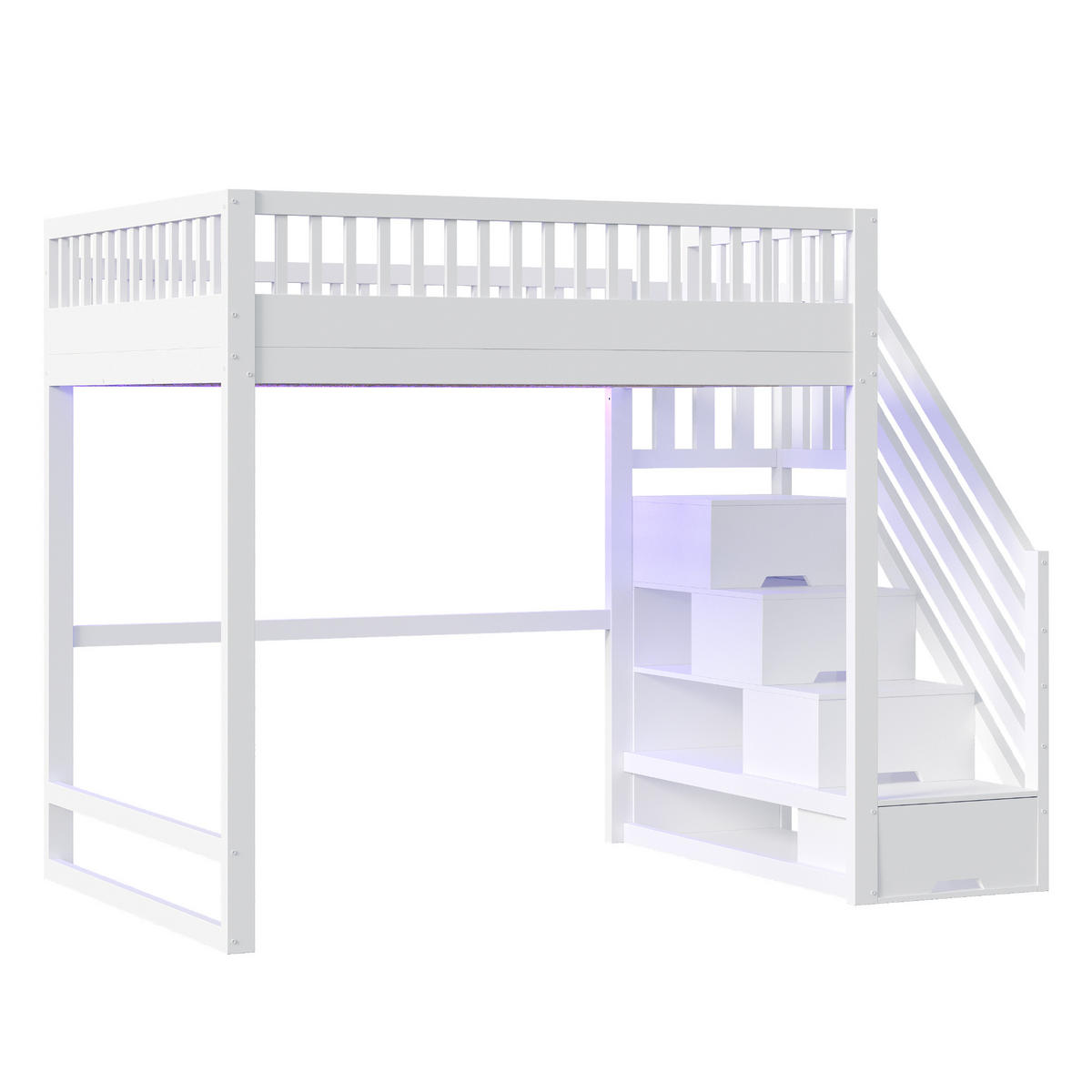 HOCHBETT 140x200 Weiß Kiefer LED Sicherheitsgitter - Weiß, Holz (140/200cm) - FLIEKS