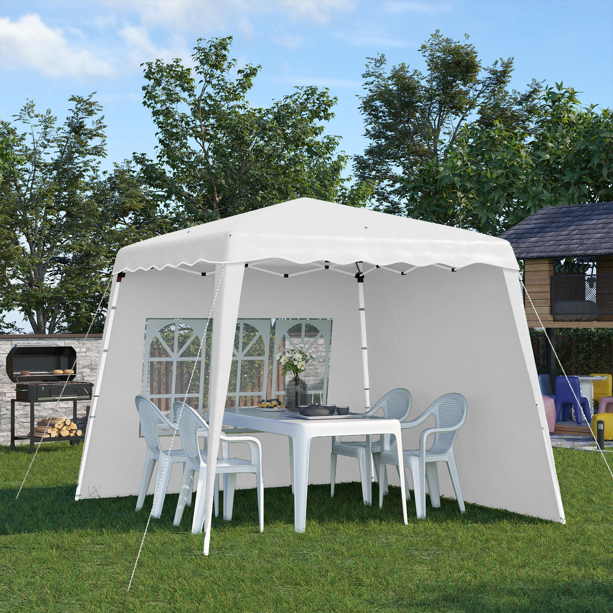 FALTPAVILLON, Weiß, Stahl, Oxfordstoff - Weiß, Metall (240/250/240cm) - Outsunny