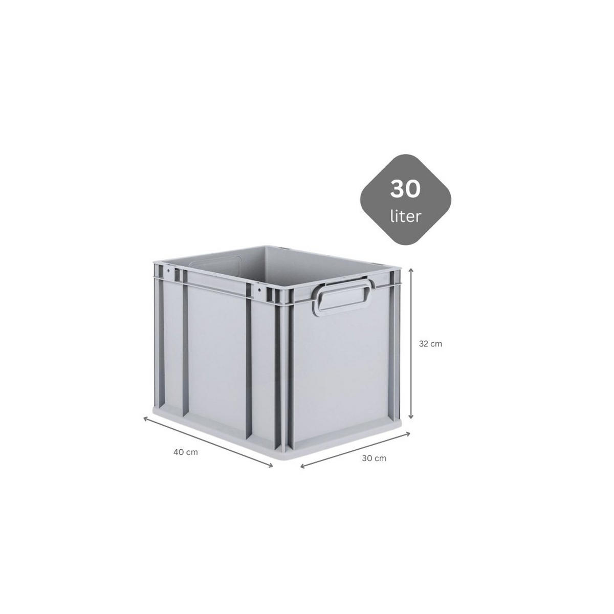 EUROBOX 4x Nextgen Economy Mit Auflagedeckel Grau/Grün Griffe Geschlossen 30 Liter - Grün, Kunststoff (30/32/40cm) - PROREGAL