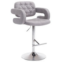 BARHOCKER Dubai, Gestell Metall in Chromoptik, STOFF Grau - Chromfarben/Grau, Textil/Metall (52/100/55cm) - TPFLiving