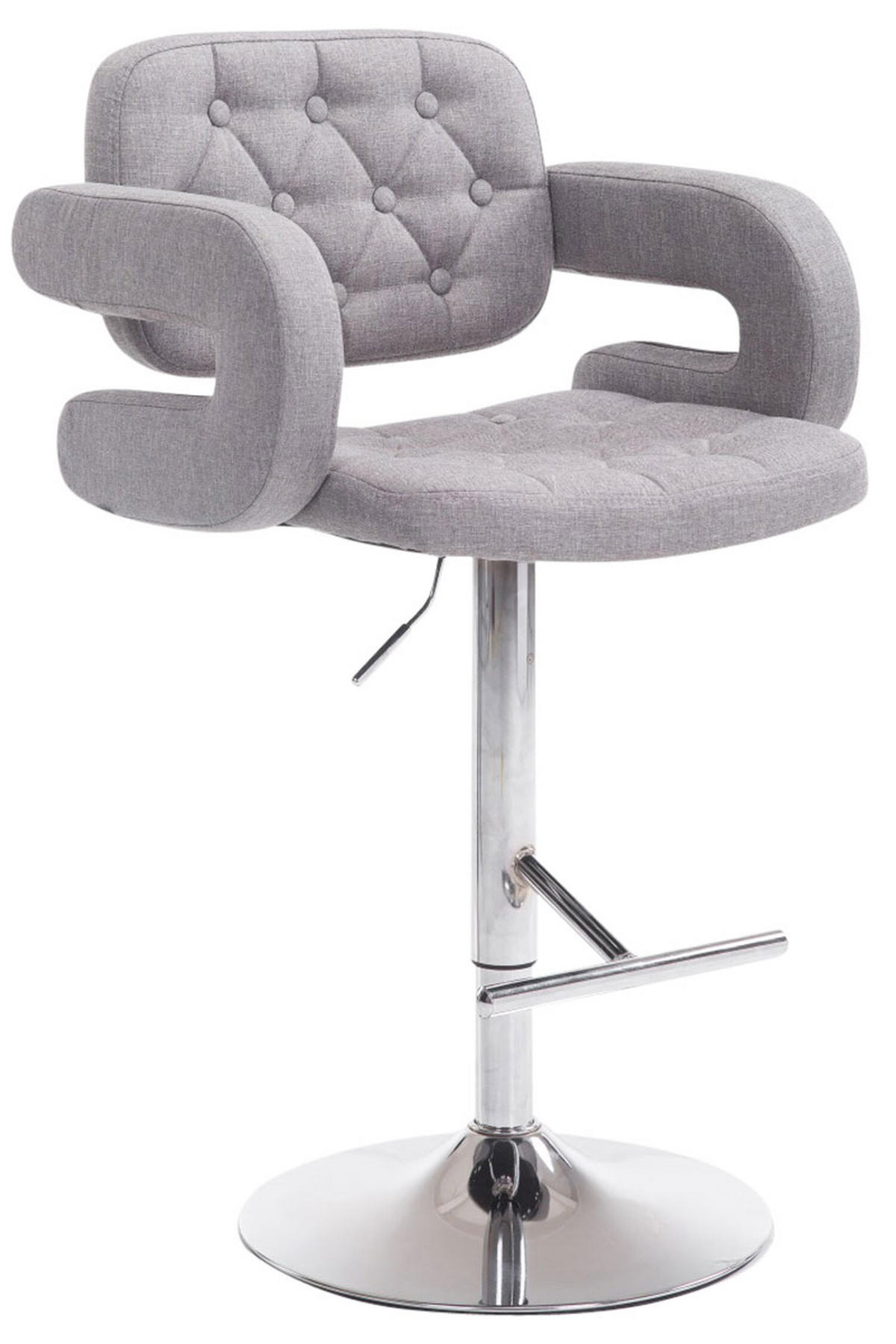 BARHOCKER Dubai, Gestell Metall in Chromoptik, STOFF Grau - Chromfarben/Grau, Textil/Metall (52/100/55cm) - TPFLiving